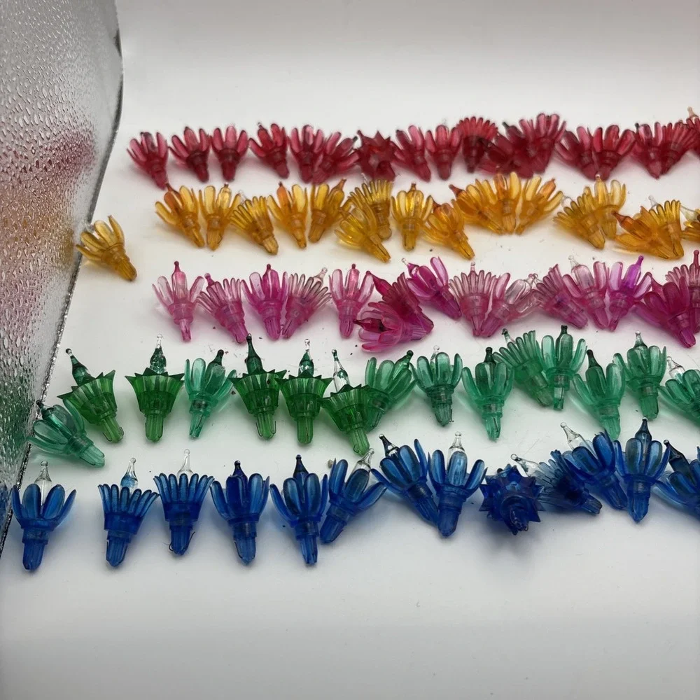 Vtg String Light Flower Tulip Sputnik Atomic Multi Color Covers Reflectors AS IS